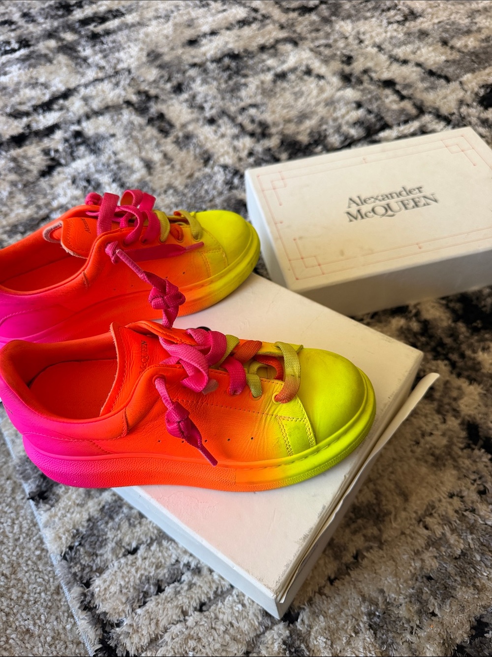 Alexander McQueen Kids Gradient Neon Sneakers - Pink, Orange, Yellow